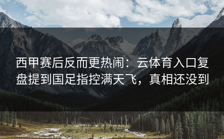 西甲赛后反而更热闹：云体育入口复盘提到国足指控满天飞，真相还没到